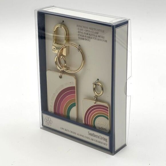 NWT Southern Living Key Chain and Dog Collar Charm Set Rainbow Pet Owner Gift - Picture 2 of 10